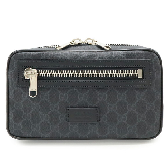 GUCCI GG Supreme Web Line Waist Bag, Body Belt Bag in PVC and Leather, Dark G... - Picture 1 of 9